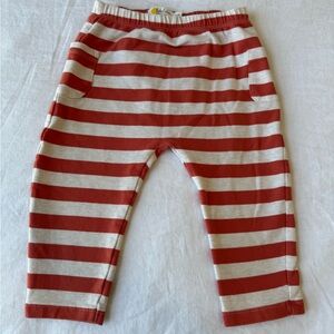 Baby Boden Coral and White Striped Pants
